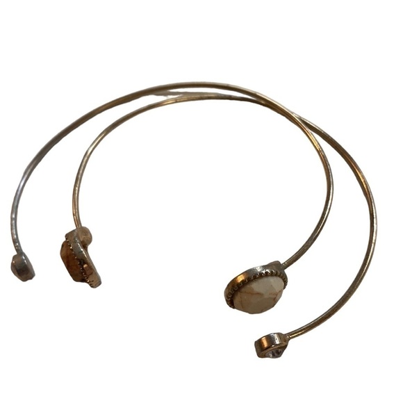 Two piece | Gold | Faux Stone | Bangle Set - Picture 3 of 11